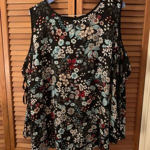 Lane Bryant cold shoulder floral top